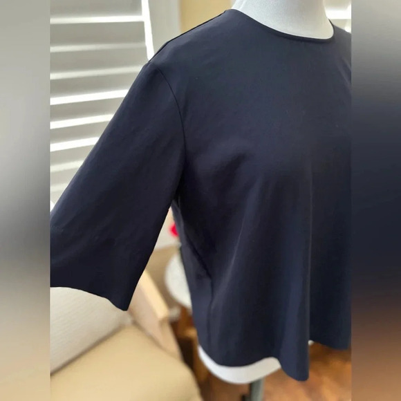 Everlane | Navy Blue Boxy Zip Back Blouse - Size 4 - Picture 3 of 6